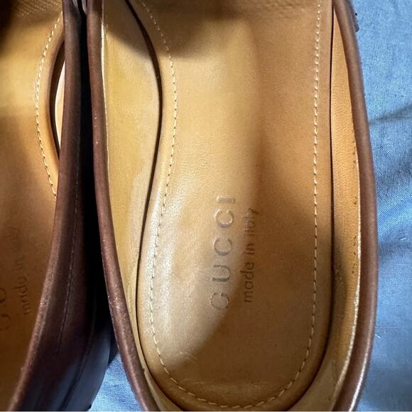 Gucci Jordaan Brown Leather Loafer Gold Horsebit Hardware Size 9 Men's - Picture 7 of 10